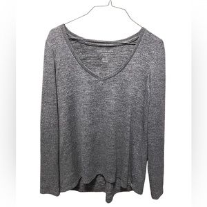 American Eagle Long Sleeve Soft & Sexy Plus Gray Tee - Size Small